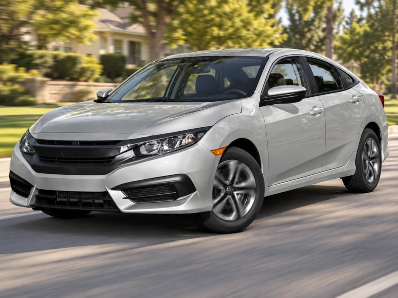 A silver 2016 Honda Civic sedan driving during the TPMS calibration process