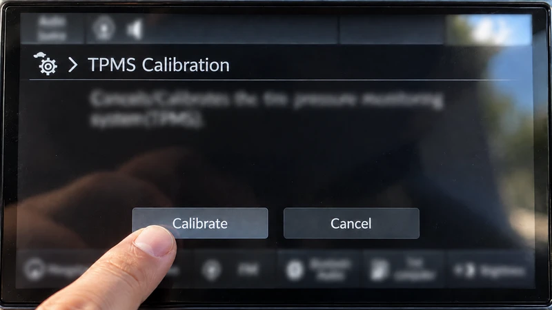 Selecting Calibrate on the TPMS Calibration screen of an equipped 2024 Honda Civic