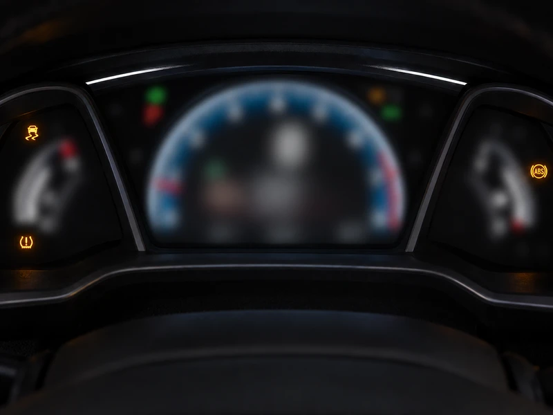 TPMS warning light, VSA symbol and ABS indicator illuminated in a 2016 Honda Civic instrument cluster